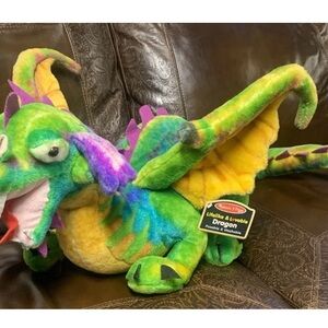 New large Melissa & Doug Green and Yellow Dragon Plush